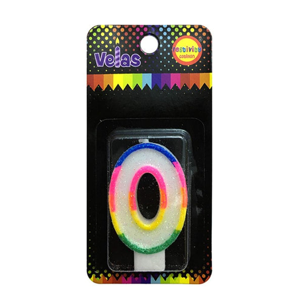 Vela Numeral Glitter Nº 0 X 1 Un COTILLON FECO 