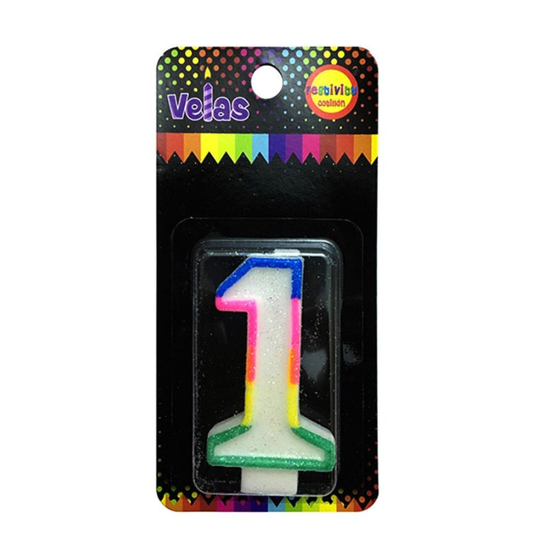 Vela Numeral Glitter Nº 1 X 1 Un COTILLON FECO 