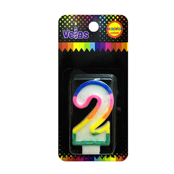 Vela Numeral Glitter Nº 2 X 1 Un COTILLON FECO 