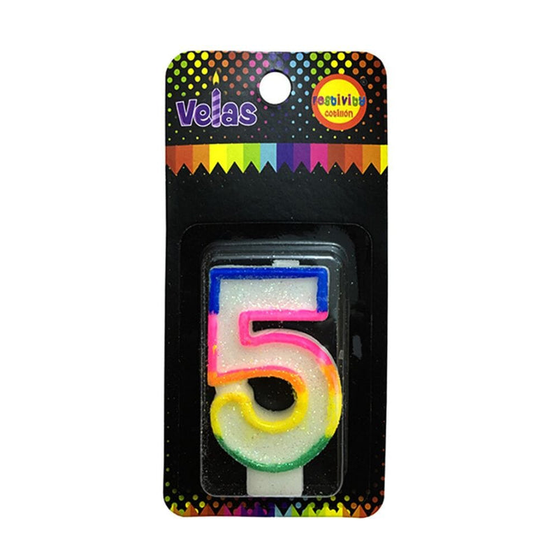 Vela Numeral Glitter Nº 5 X 1 Un COTILLON FECO 