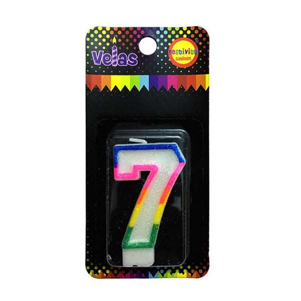 Vela Numeral Glitter Nº 7 X 1 Un COTILLON FECO 