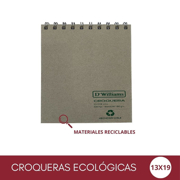 Croquera Ecológica 13X19 Cm 100 Hojas OFICINA Y LIBRERIA D WILLIAMS 