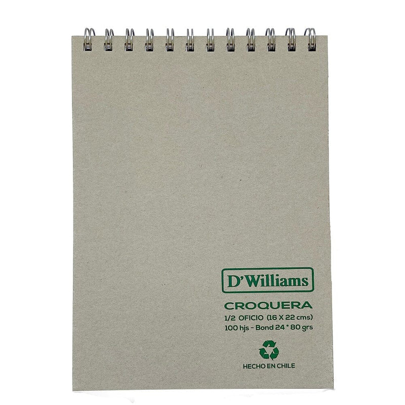 Croquera Ecológica 1/2 Oficio 100 Hojas OFICINA Y LIBRERIA D WILLIAMS 