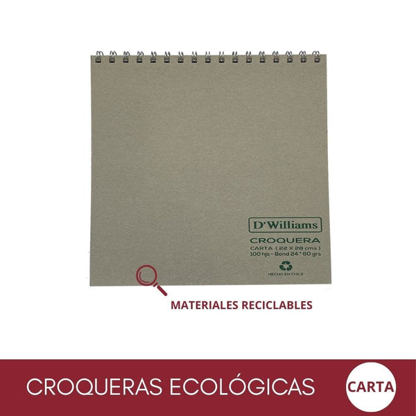 Croquera Ecológica Carta 100 Hojas OFICINA Y LIBRERIA D WILLIAMS 