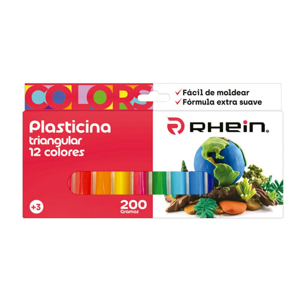 Plasticina Triangular 12 Colores 200 Grs OFICINA Y LIBRERIA RHEIN 