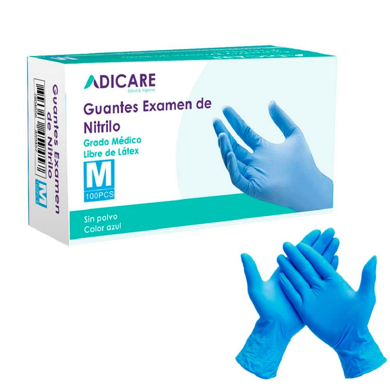 Guante Nitrilo Azul Talla M 100 Un CUIDADO PERSONAL ADICARE 