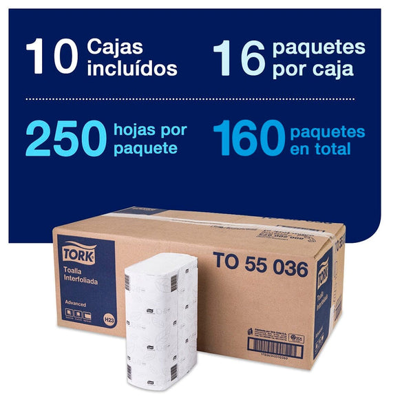 Toalla Interfoliada Hoja Simple 250 Un PAPEL TISSUE TORK 