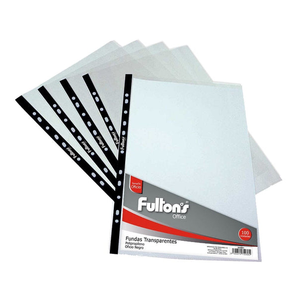 Funda Polipropileno Oficio Negro Ribete OFICINA Y LIBRERIA FULTONS 