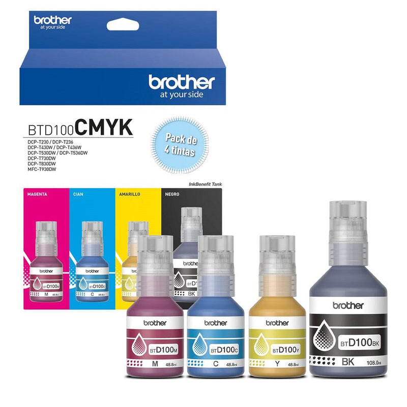Pack Botella De Tinta Btd100Cmyk Cmybk TECNOLOGÍA BROTHER 