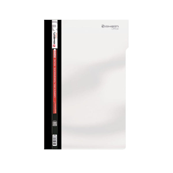 Carpeta Vinil Oficio Con Acco Clip Lomo Negro Transparente OFICINA Y LIBRERIA RHEIN 