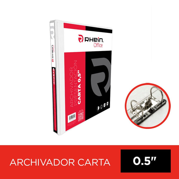 Archivador Catalogo Carta 2 Aros 0.5 Blanco Con Fija Papel 150 Hojas OFICINA Y LIBRERIA RHEIN 