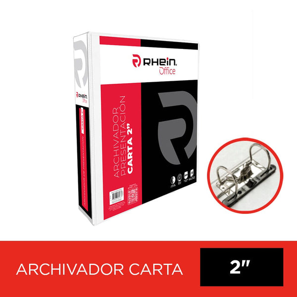 Archivador Catalogo Carta 2 Aros 2.0 Blanco Con Fija Papel 500 Hojas OFICINA Y LIBRERIA RHEIN 