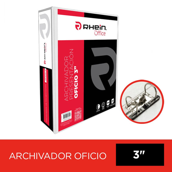 Archivador Catalogo Oficio 2 Aros 3.0 Blanco Con Fija Papel 750 Hojas OFICINA Y LIBRERIA RHEIN 