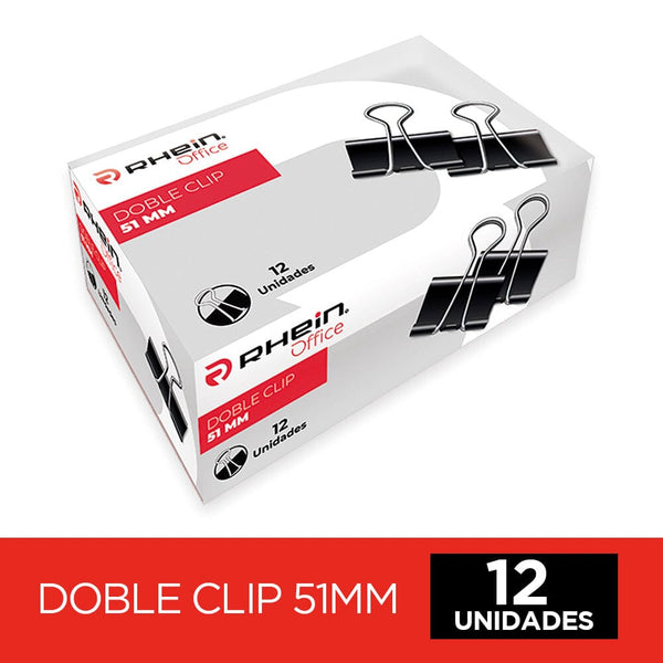 Doble Clip 51 Mm Negro Metálico 12 Un OFICINA Y LIBRERIA RHEIN 