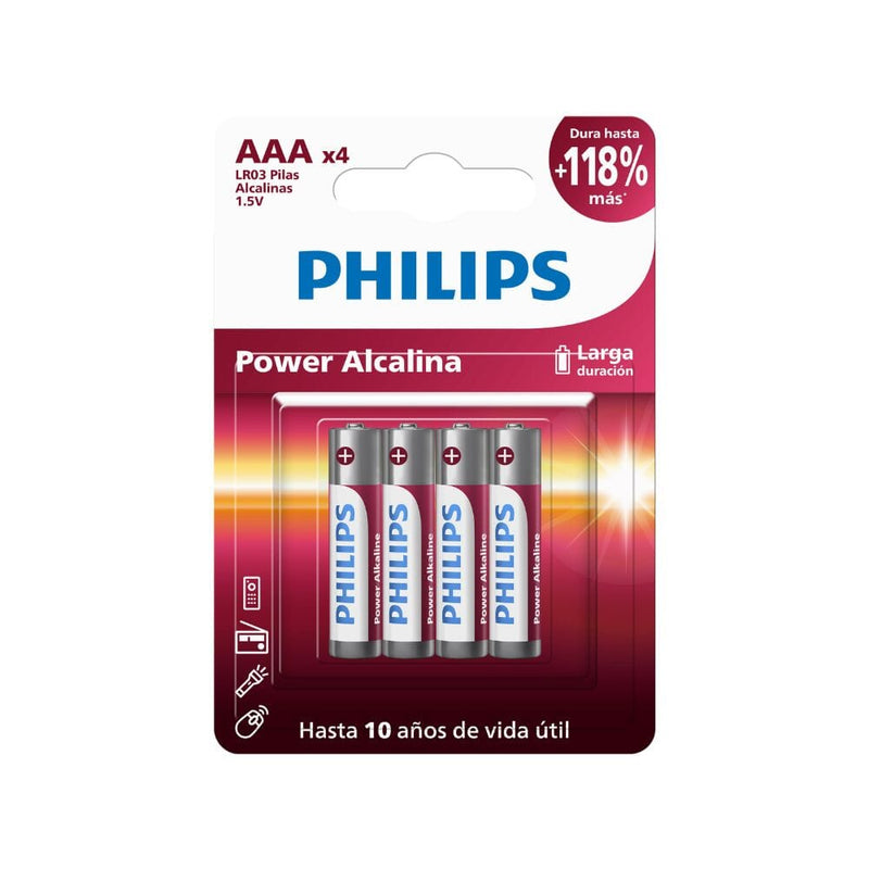 Pila Alcalina AAA Blister X4 TECNOLOGÍA PHILIPS 