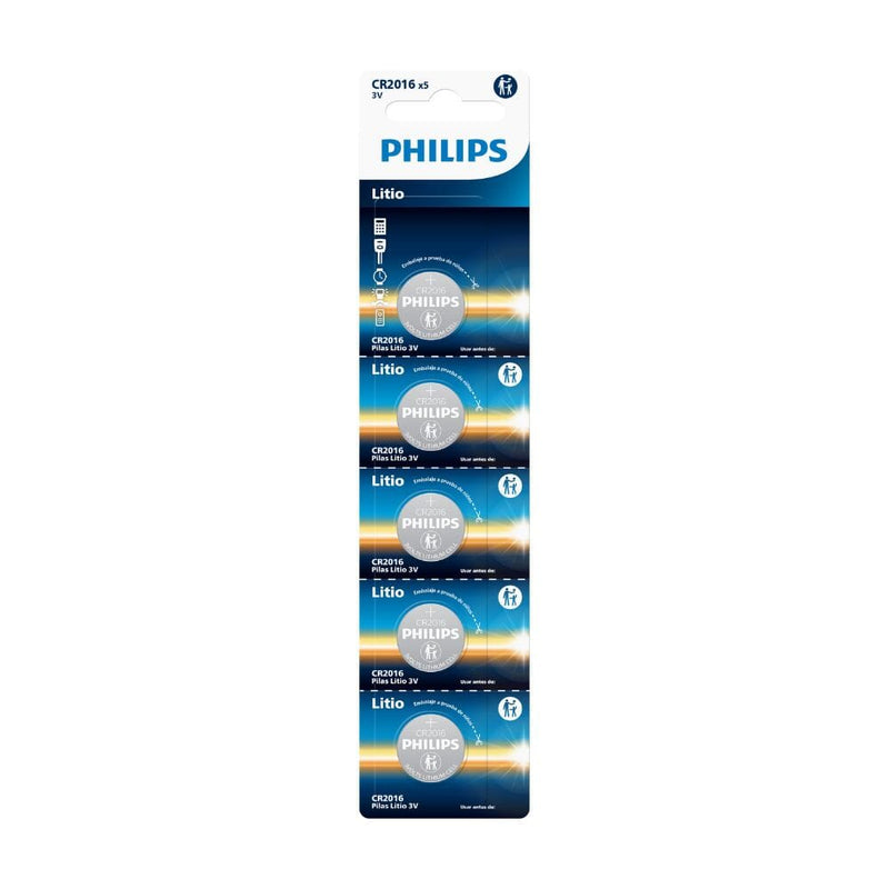 Pila Litio CR2016 Prepicado X5 TECNOLOGÍA PHILIPS 