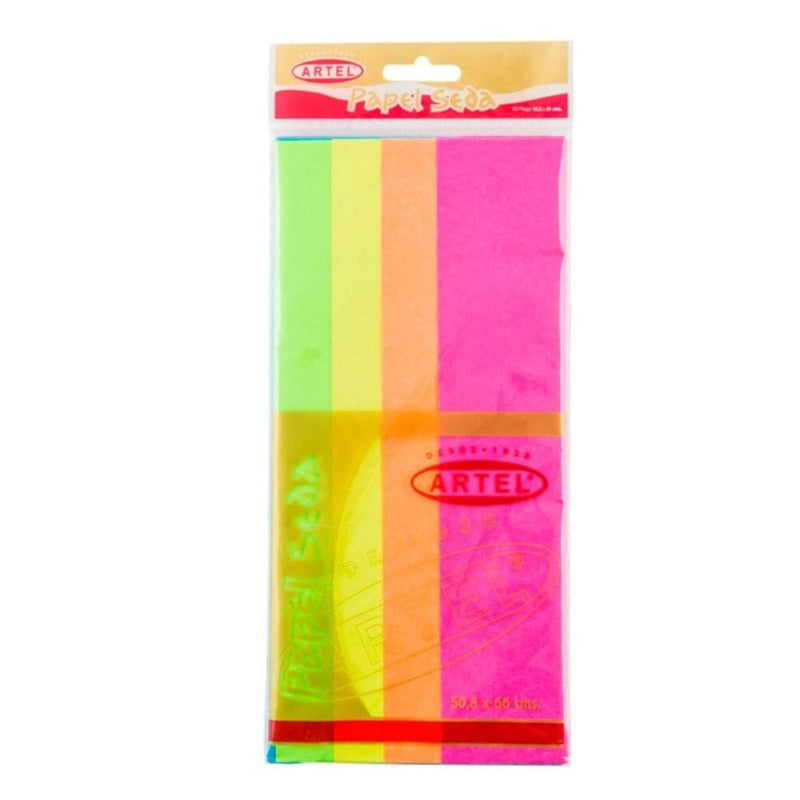 Set Papel Seda Volantín 5 Colores Fluor OFICINA Y LIBRERIA ARTEL 