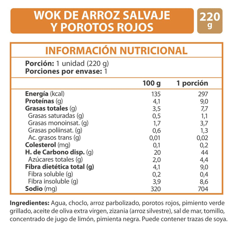 Platos Listo Instantáneos Wok Arroz Salvaje Y Porotos Rojos 220 Gr ALIMENTOS IANSA 