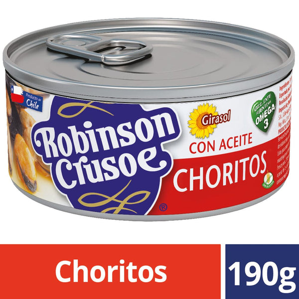 Choritos Conserva Aceite Maravilla 190G Unidad ALIMENTOS ROBINSON CRUSOE 