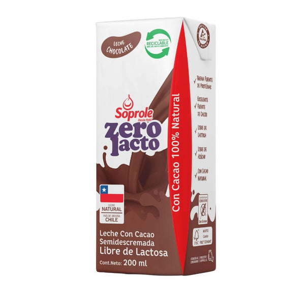 Leche Liquida Semi Descremada Sin Lactosa Chocolate 200 Cc ALIMENTOS SOPROLE 