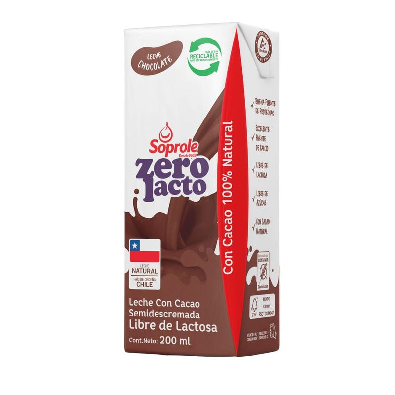 Leche Liquida Semi Descremada Sin Lactosa Chocolate 200 Cc ALIMENTOS SOPROLE 