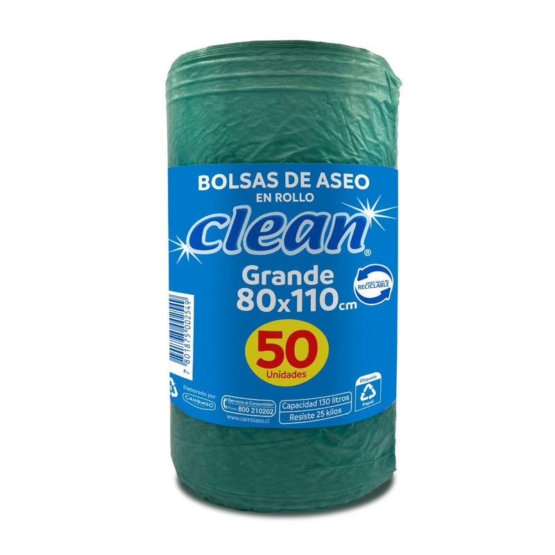 Bolsa Basura Rollo 80X110 Cm 50 Un ASEO Y LIMPIEZA CLEAN 