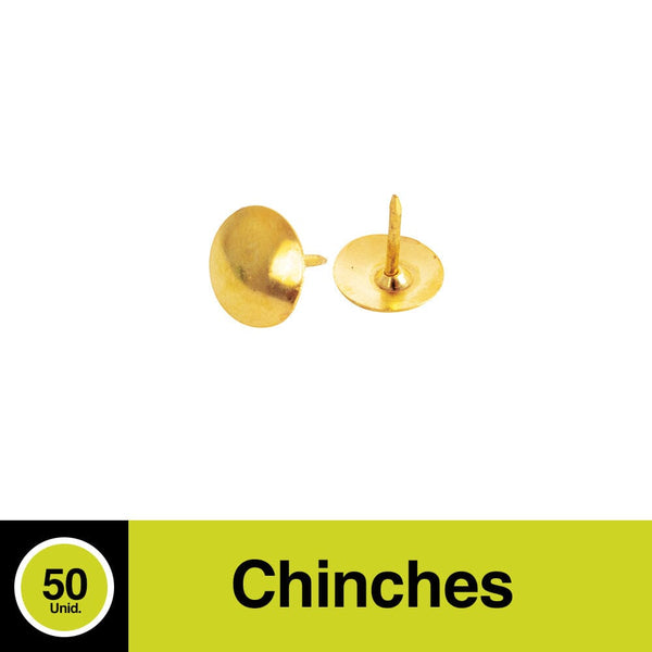 Chinche Metálico Dorados 50 Un OFICINA Y LIBRERIA ADIX 