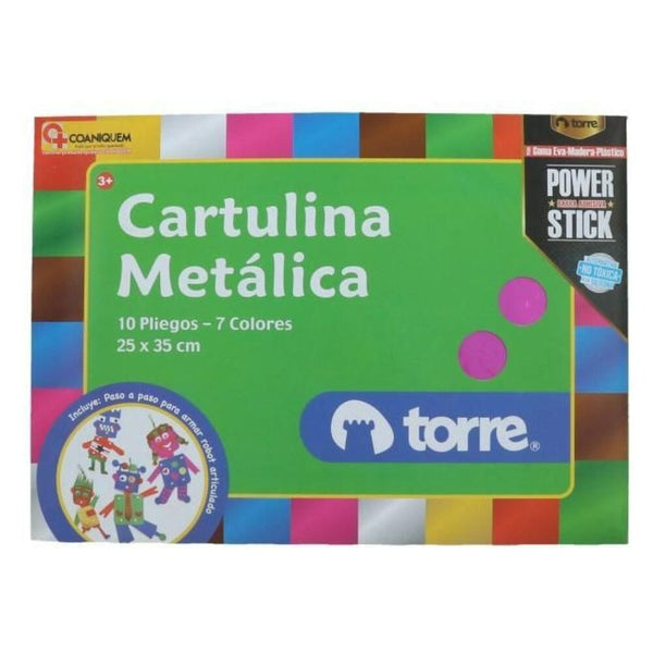 Carpeta Con Cartulina Metálica 10 Pliegos 7 Colores OFICINA Y LIBRERIA TORRE 