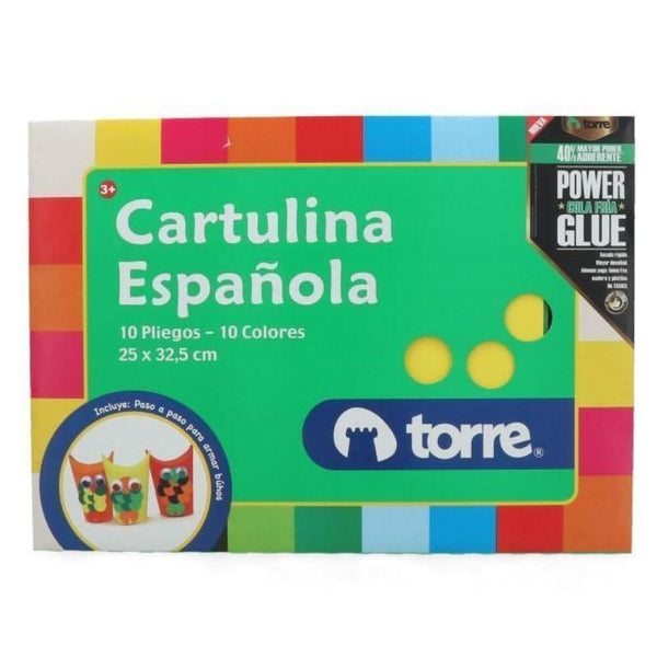 Carpeta Con Papel Cartulina Española 25 X 32.5 cm 10 Pliegos 10 Colores OFICINA Y LIBRERIA TORRE 