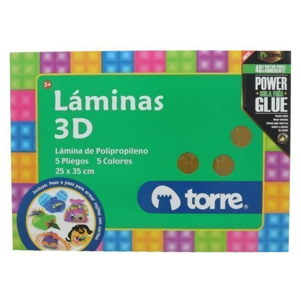 Carpeta Con Laminas 3D 25 X 35 cm 5 Pliegos 5 Colores OFICINA Y LIBRERIA TORRE 