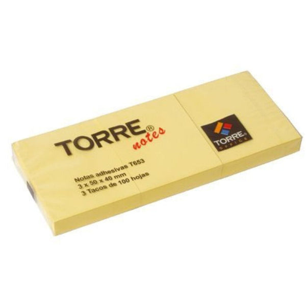 Nota Adhesiva 3 Un X 100 Hojas 5.0 X 4.0 Cm Amarillo T-653 OFICINA Y LIBRERIA TORRE 