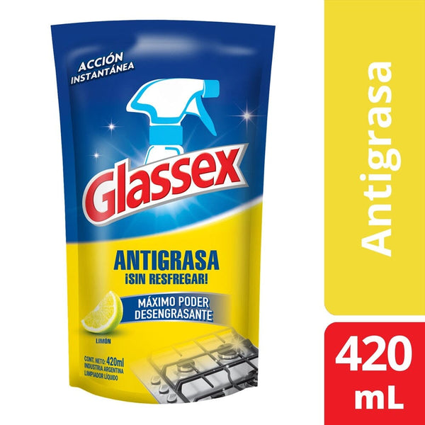 Limpiador Antigrasa Doypack Limón 420 cc ASEO Y LIMPIEZA GLASSEX 