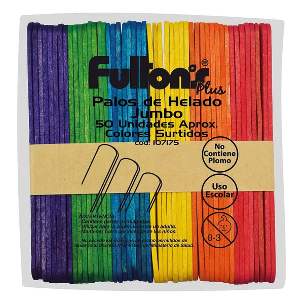 Palos De Helado Colores Surtidos Jumbo 50 Un OFICINA Y LIBRERIA FULTONS 