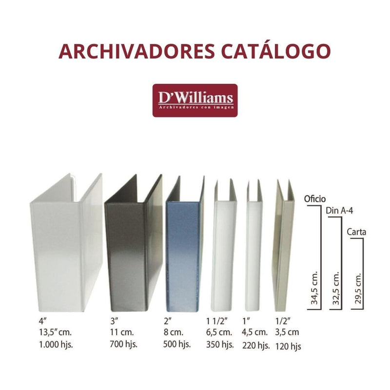 Archivador Catálogo Carta 2 Aros 1.5'' Blanco 370 Hojas OFICINA Y LIBRERIA D WILLIAMS 