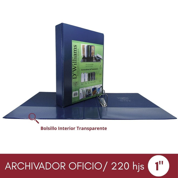 Archivador Catálogo Oficio 2 Aros 1.0 Azul OFICINA Y LIBRERIA D WILLIAMS 