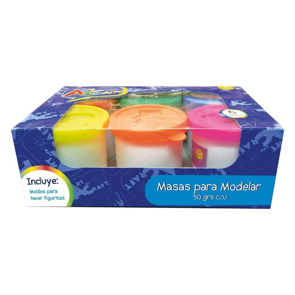Masa Para Modelar 6 Potes Colores Surtidos 50 Gr OFICINA Y LIBRERIA ART & CRAFT 