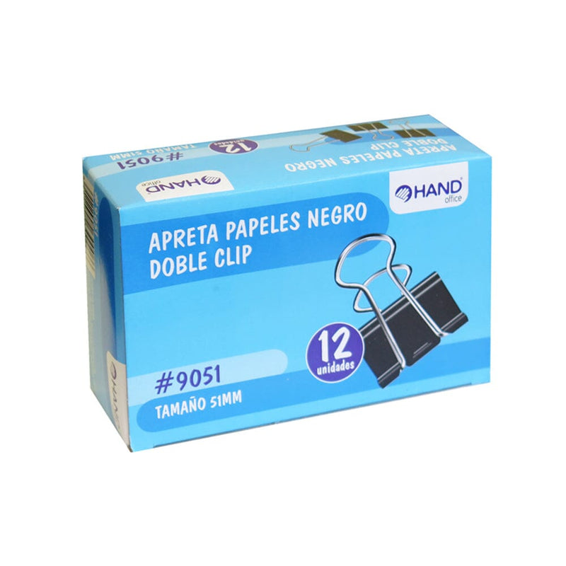 Clips Doble Negro 12 Un 51 Mm OFICINA Y LIBRERIA HAND 