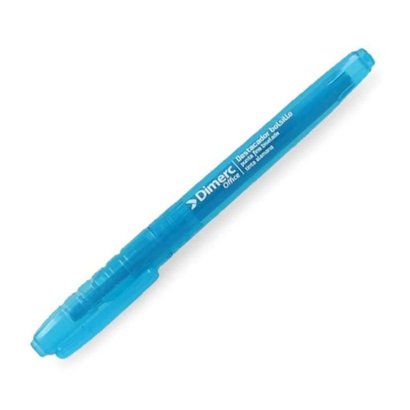 Destacador Bolsillo Celeste Punta Biselada Fina OFICINA Y LIBRERIA DIMERC 