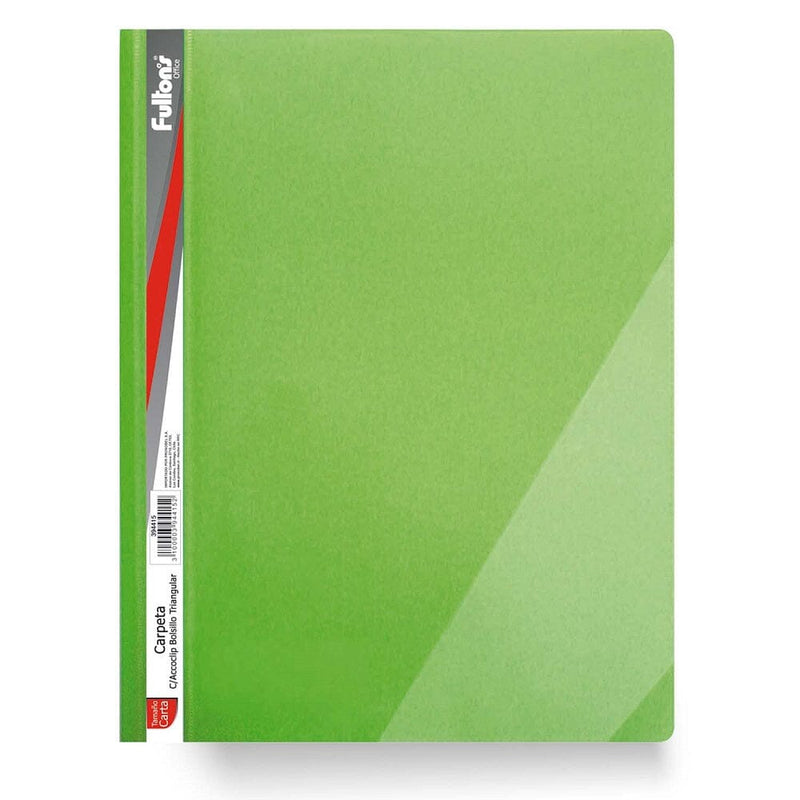 Carpeta Vinil Carta Con Accoclip Y Bolsa Verde OFICINA Y LIBRERIA FULTONS 