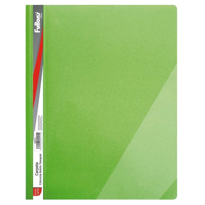 Carpeta Vinil Carta Con Accoclip Y Bolsa Verde OFICINA Y LIBRERIA FULTONS 