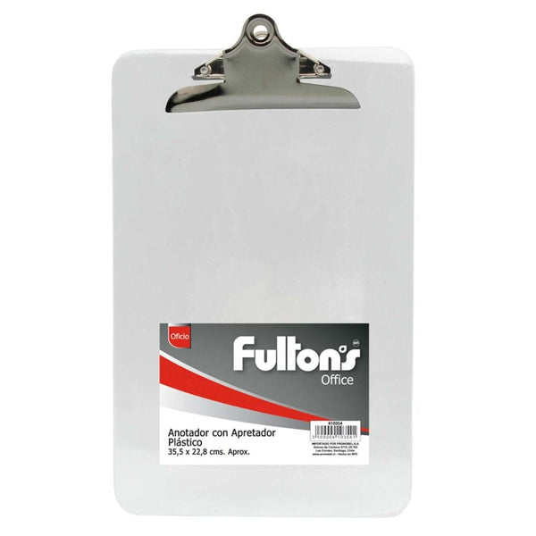 Anotador Acrílico Oficio Con Apretador Metálico Transparente OFICINA Y LIBRERIA FULTONS 
