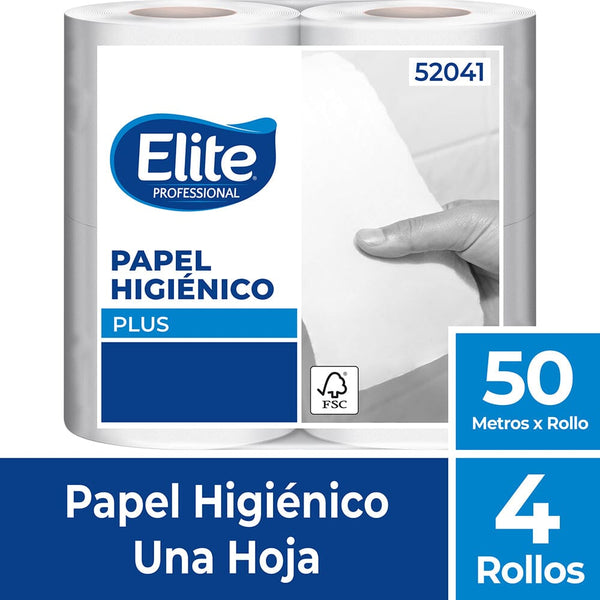 Papel Higiénico Hoja Simple 4 Rollos X 50 Mt ASEO Y LIMPIEZA ELITE PROFESSIONAL 