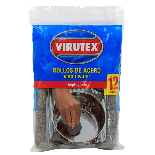 Virutilla Olla Mago Pads Sin Jabón 12 Rollitos ASEO Y LIMPIEZA VIRUTEX 