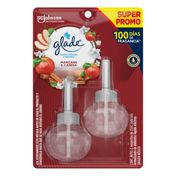 Desodorante Ambiental Eléctrico 2X21 cc Repuesto Manzana Canela ASEO Y LIMPIEZA GLADE 