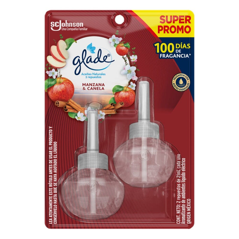 Desodorante Ambiental Eléctrico 2X21 cc Repuesto Manzana Canela ASEO Y LIMPIEZA GLADE 