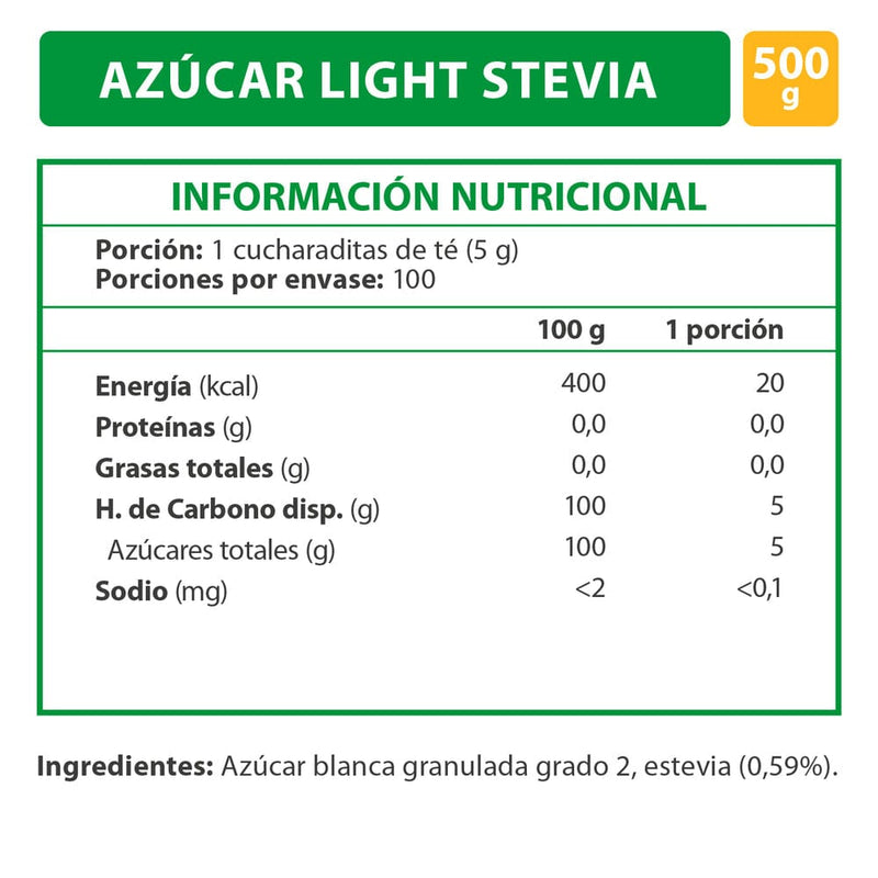 Azúcar Light Stevia 500 gr ALIMENTOS IANSA 