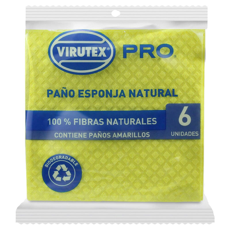 Paño Esponja 6 Un Natural Amarillo ASEO Y LIMPIEZA VIRUTEX 