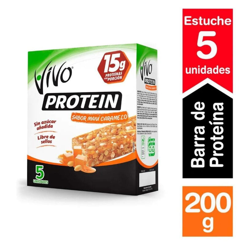 Barra Protein Sabor Maní Caramelo 5 Un X 40 Gr ALIMENTOS VIVO 