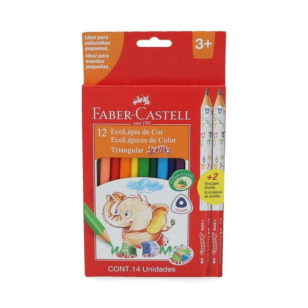 Lápices Colores 12 Un + 2 Lápices Grafito OFICINA Y LIBRERIA FABER CASTELL 