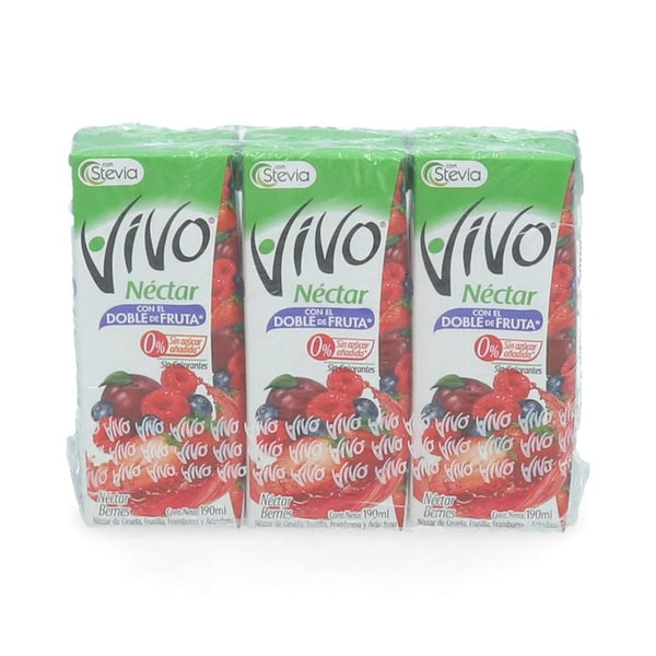 Jugo Nectar En Caja Tri Pack 190 Cc Berries VIVO 